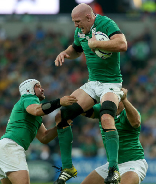 Paul O'Connell with Rory Best and Nathan White