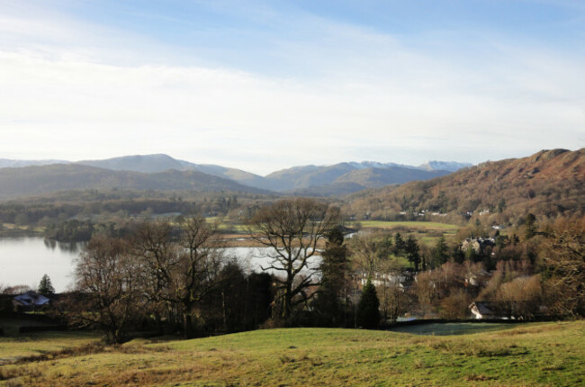 Lake District National Park Lake Windermere near town Ambleside, county Cumbria, North England. 2 December 2012