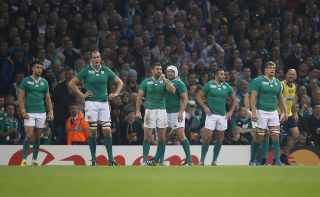 Ireland&Otilde;s Conor Murray Devin Toner Rob Kearney Rory Best Dave Kearney and Chris Henry after the second Argentina try