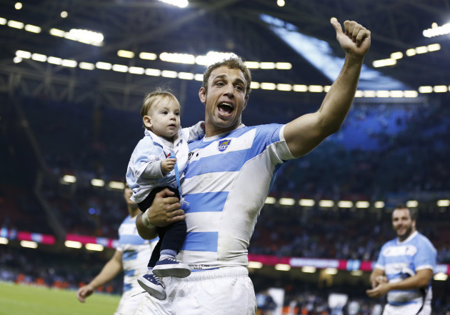 Leonardo Senatore celebrates winning with his son