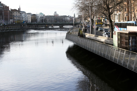 2/1/2014. In Dublin, the Liffey Boardwalk in the c