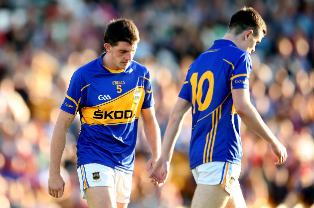 Colin OÕRiordan and Michael Quinlivan dejected after the game