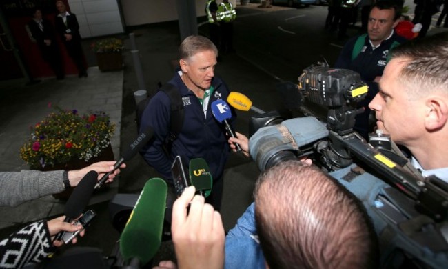 Joe Schmidt speaks to the media