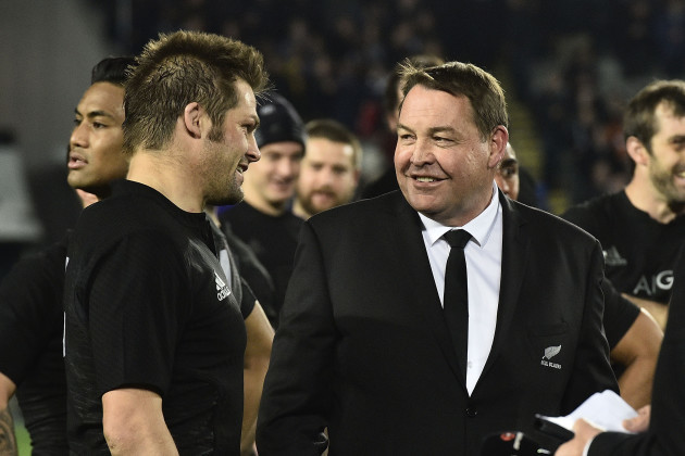 Richie McCaw with Steve Hansen after the game