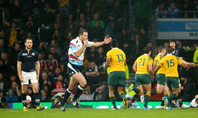 Craig Joubert leaves the field at the final whistle