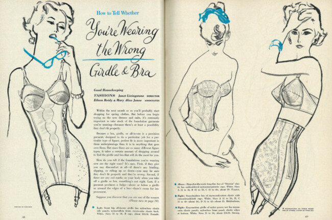 Illustrated 1958 Magazine Feature, How to Tell Whether You're Wearing the Wrong Girdle & Bra (2 pages)