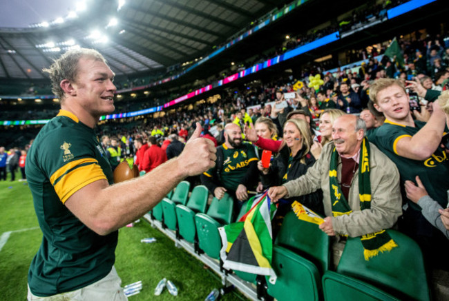 Schalk Burger celebrates with fans