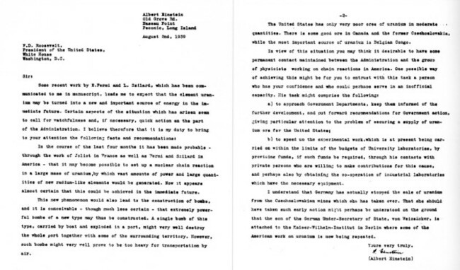 on-august-2-1939-a-month-before-world-war-ii-einstein-wrote-this-two-page-letter-to-president-franklin-d-roosevelt-that-launched-the-us-into-a-nuclear-arms-race-against-the-nazis