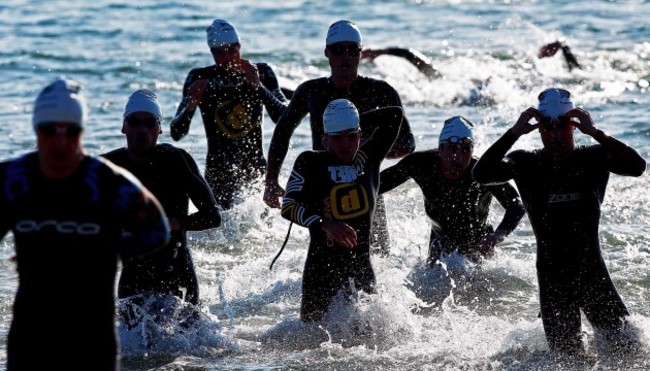 Category 1 athletes complete the swim section