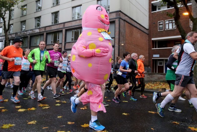 A competitor dressed as Mr. Blobby