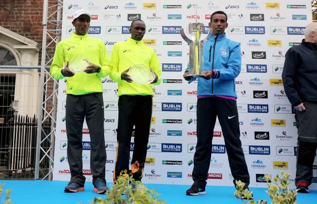 Alemu Gemechu, Francis Ngare and Asefa Bekele on the podium