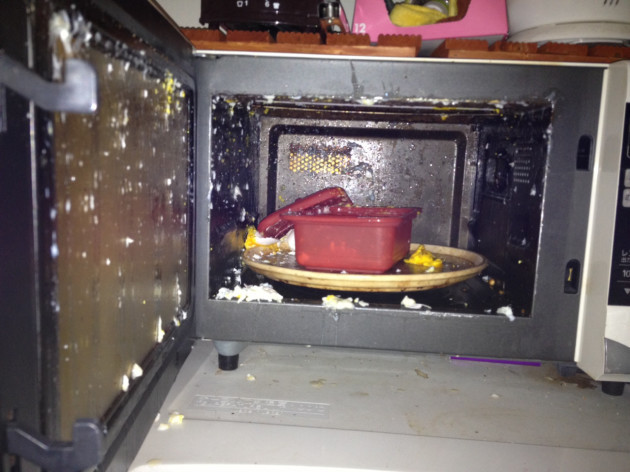I tried to steam eggs in the microwave....