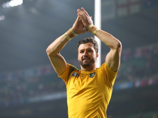 AustraliaÕs Adam Ashley-Cooper applauds the fans after the match