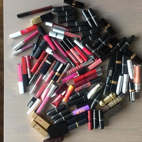 Just did a big lippie cleanout! Threw a bunch away, gave a couple away. This is what I have left. There's room for more now ...
