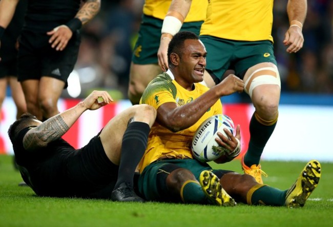 Tevita Kuridrani celebrates scoring their second try