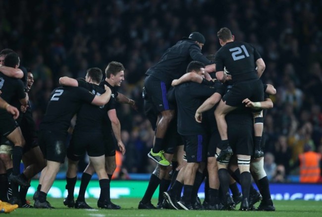 New Zealand celebrate at the end of the match