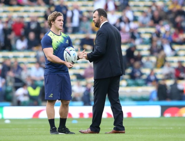 Michael Hooper and Michael Cheika before the match