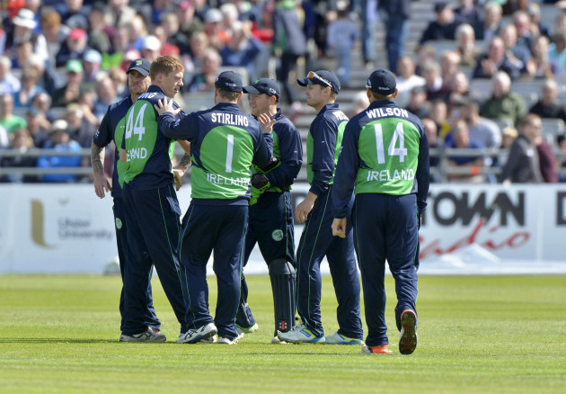 Ireland celebrate a wicket