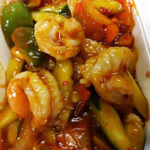 Grote garnalen in pikante saus! #hangyee #weimarstraat #lekker #chinesetakeaway #chineserestaurant #wok #hungry #thuisbezorgd #justeat #delivery