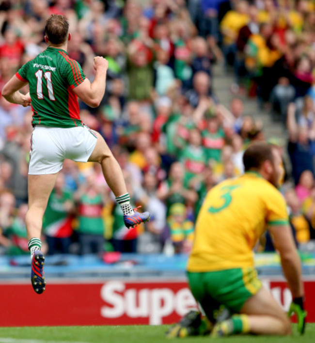 Aidan O’Shea celebrates scoring the opening goal