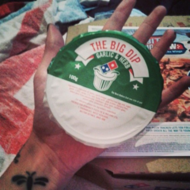 This is what I have been waiting for #itsabouttime #dominos #dominosgarlicandherbdip #thebigdip #omg #pizza