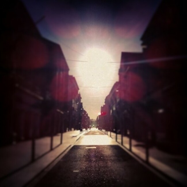 It's like Newgrange but in Cork #morning #thursday #street #sunrise #sun #oliverplunkettstreet #lensflare #bluesky