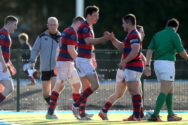 Matt D'Arcy celebrates scoring a try