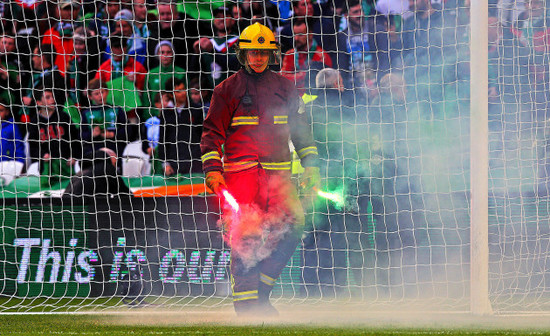 A flare is removed from the pitch