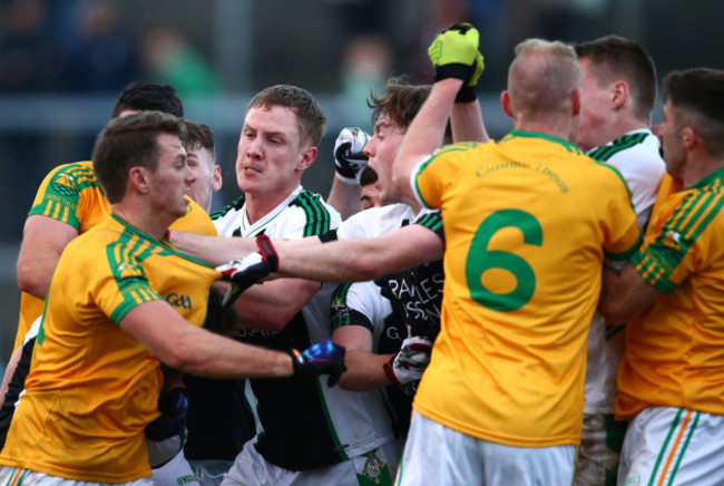 A scuffle breaks out amongst the Killarney Legion and South Kerry players