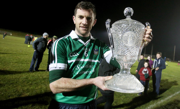 Donal O'Grady celebrates with the Waterford Crystal Cup