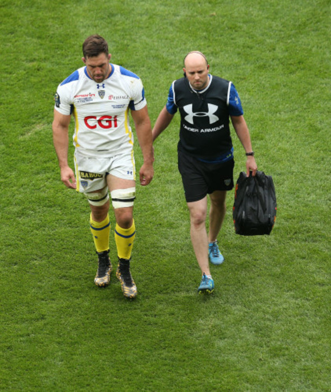 Jamie Cudmore leaves the field injured