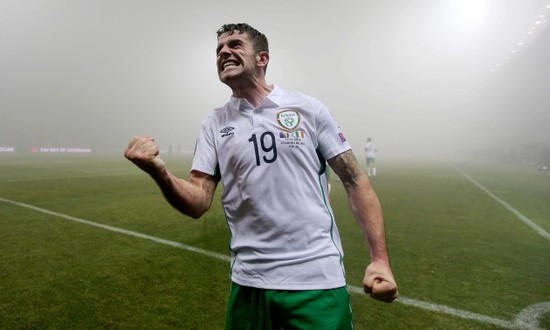 Robbie Brady celebrates scoring their first goal