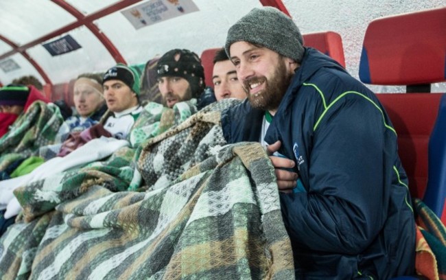 Shane Delahunt, Ian Porter, John Muldoon, Denis Buckley and Aly Muldowney look on in the closing stages