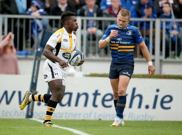 Christian Wade celebrates his try