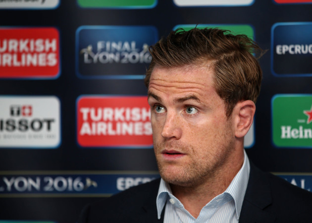 Jamie Heaslip speaks to the press after the game