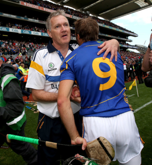 Eamon O'Shea celebrates with James Woodlock