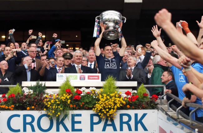 Stephen Cluxton lifts the Sam Maguire trophy