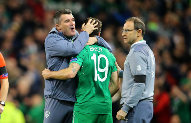 Roy Keane celebrates