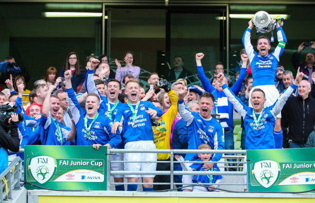 Liffey Wanderers celebrate with the cup