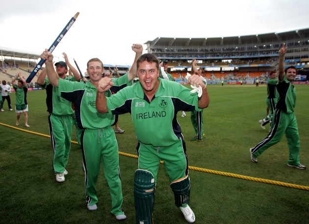 Andrew White and David Langford-Smith celebrate beating Pakistan 17/3/2007