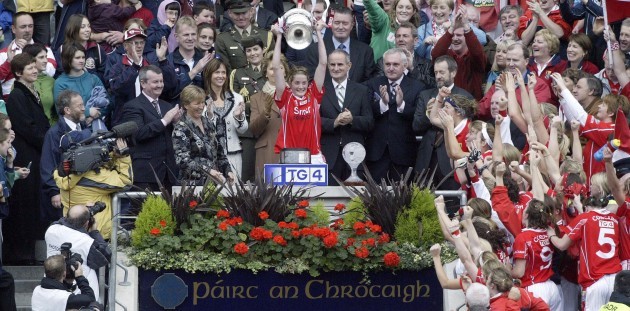 Cork captain Juliette Murphy lifts the trophy
