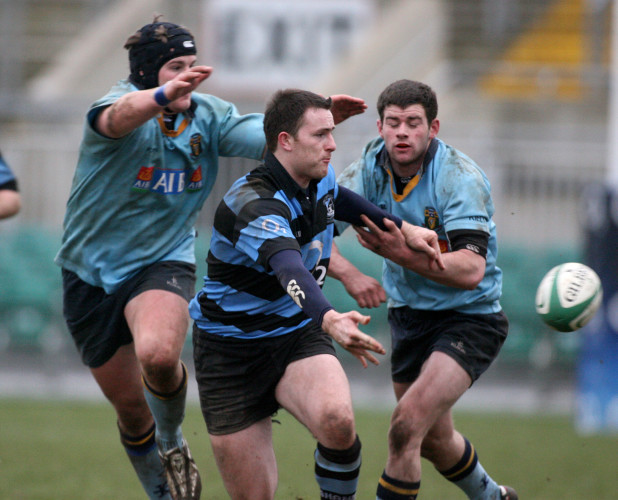 Andrew Finn tackled by Sean O'Brien and Fergus McFadden 27/1/2007