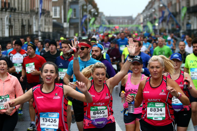 Competitors after the start of the Dublin Marathon