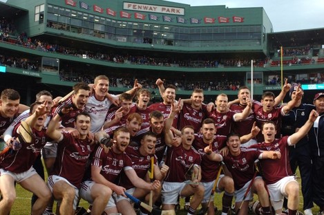 The Galway players celebrate after the game
