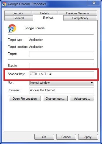 Google Chrome shortcut