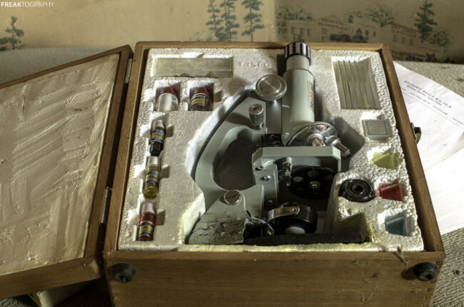 Microscope Set in abandoned house