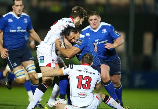 Isa Nacewa is tackled by Stuart McCloskey