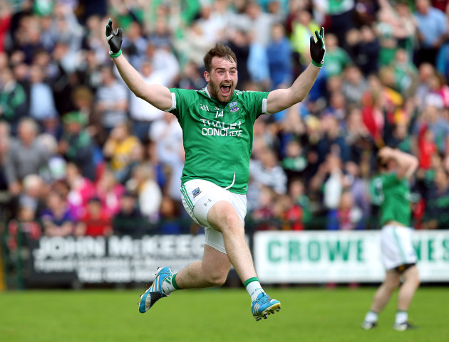 Sean Quigley celebrates at the final whistle