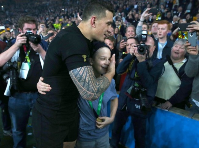 Charlie Lines after Sonny Bill Williams gave him his winning medal