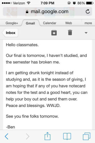 This absolute chancer of a student sent this email the ...